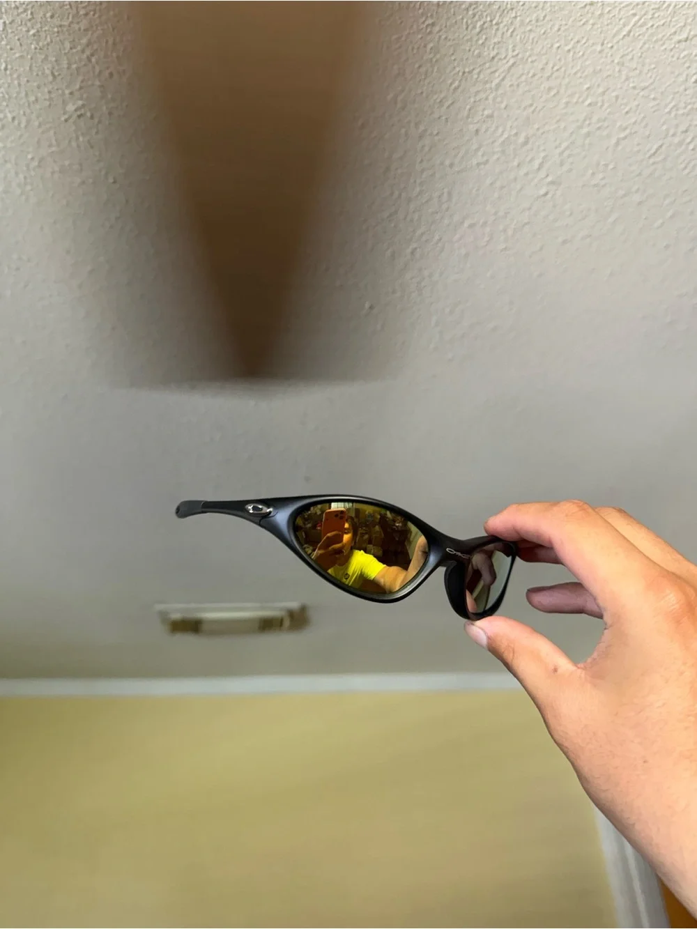 Sporty Men’s Black Sunglasses with Gold Mirrored Lenses Oakley